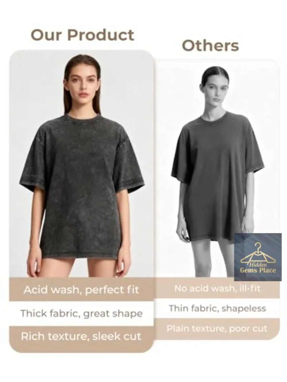 3 Pack Oversized Cotton T-Shirts for Women Vintage Crew Neck Tees
